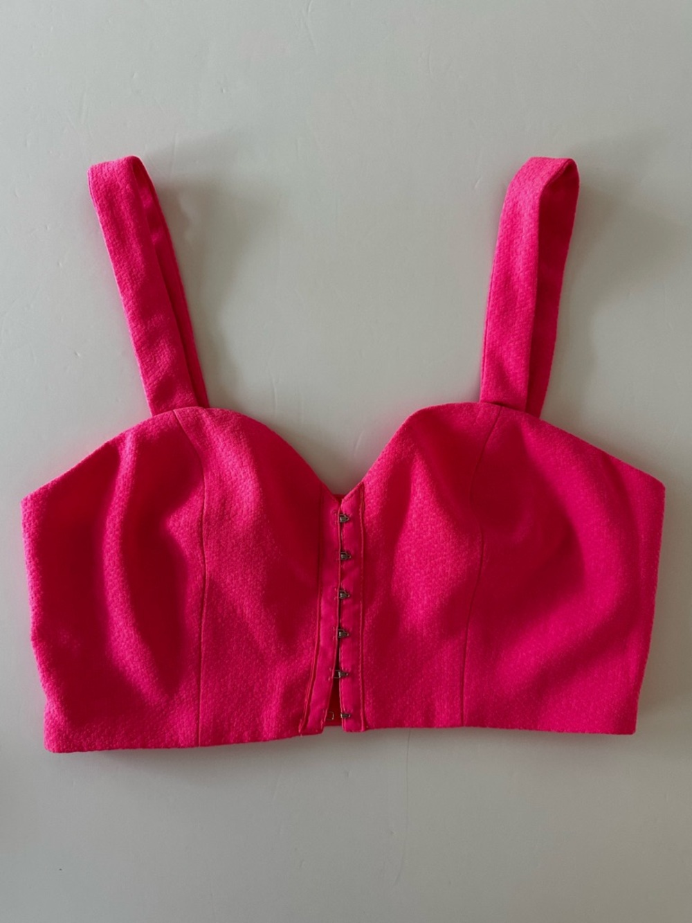 Tobi Women’s Fuschia Pink Textured Crop Top, Corset Style, Small
